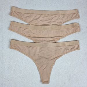 Quince Micromodal Thong Underwear Women's Size Medium Beige 3 Pack Panties